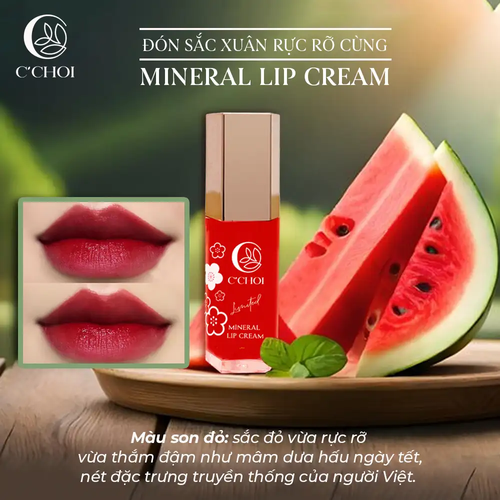 Son Kem Khoáng C'choi (phiên Bản Giới Hạn Quà Tết 2024) – Mineral Lip Cream – Limited 2024 - Droppii