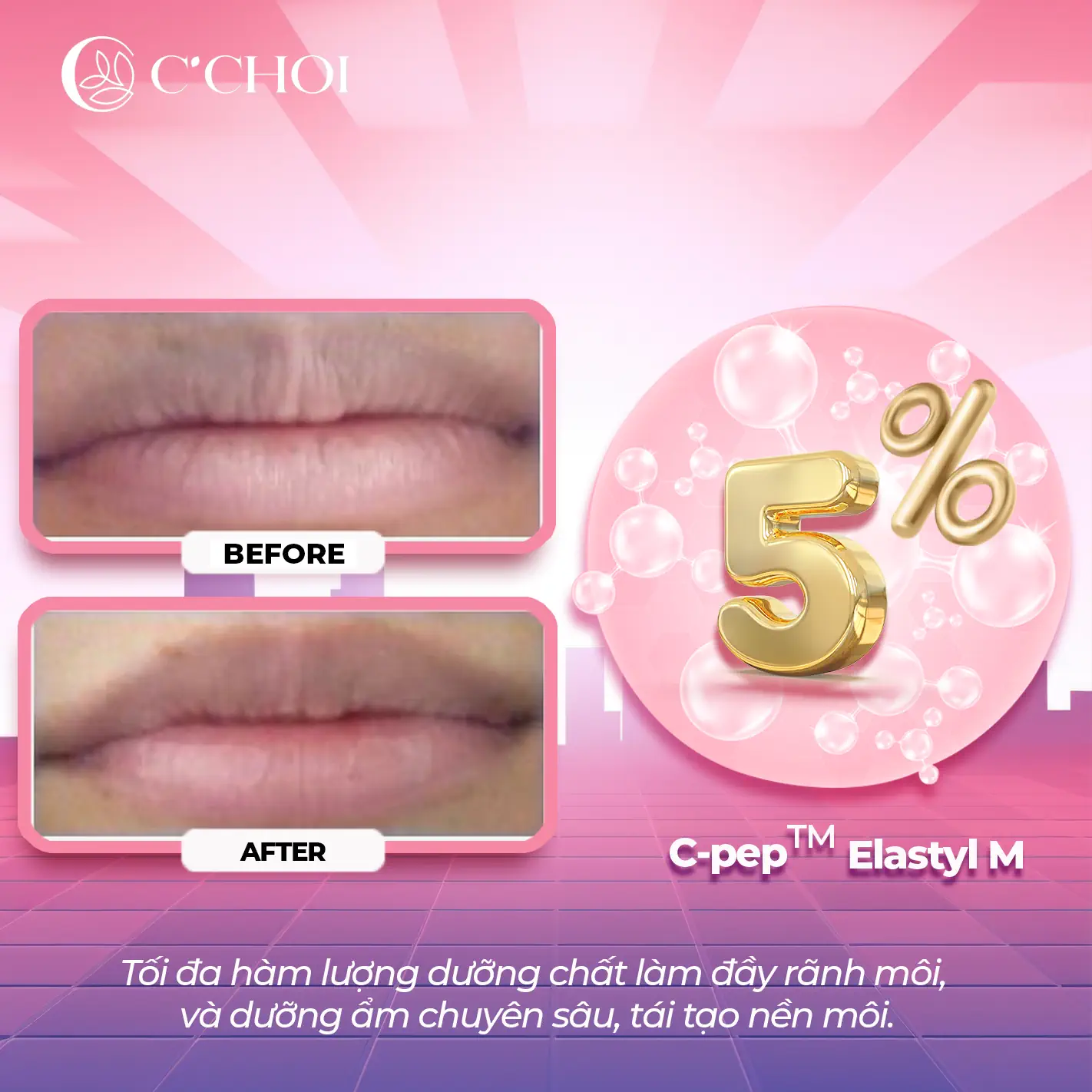 Son Dưỡng Bóng C'choi - Peptide Sheer Color Lip Glow - Làm đầy Rãnh Môi - Dưỡng ẩm Chuyên Sâu - Tái Tạo Nền Môi - 1Mall.vn