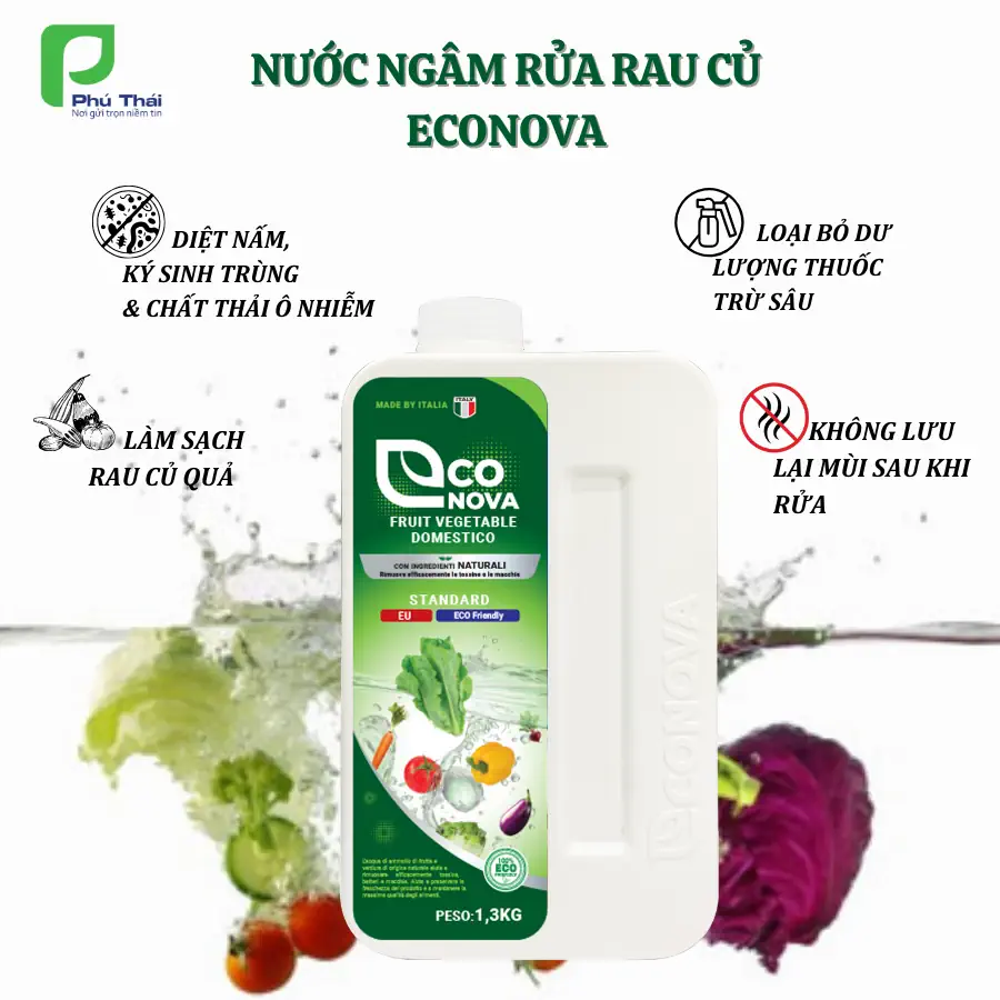 Công Dụng Nước Ngâm Rửa Rau Củ Quả Econova Fruit Vegetable Domestico - 1Mall.vn