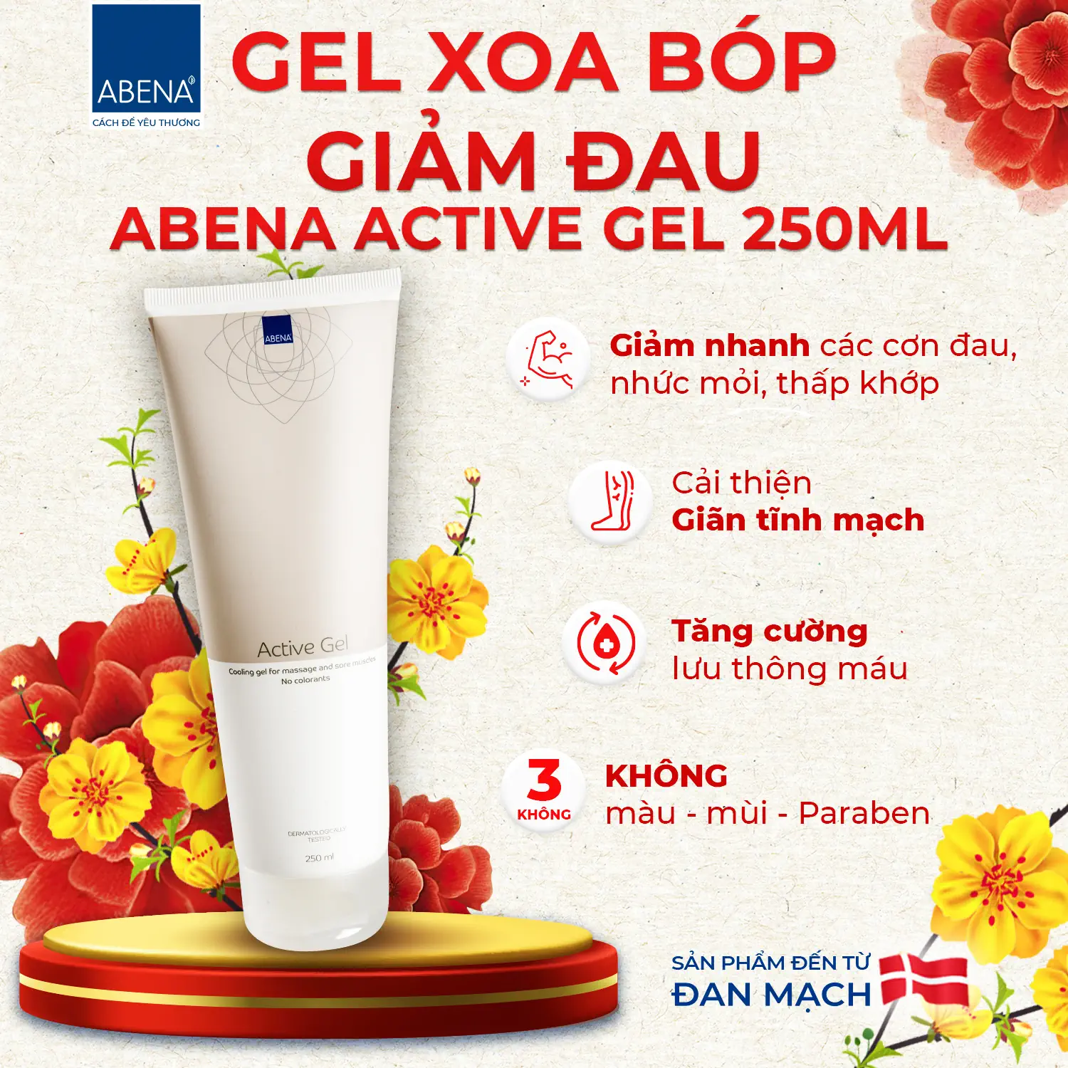 Gel Xoa Bóp Giảm đau Abena Activ Gel - Combo Tết Phú Quý - Quà Như Ý - Bộ Quà Tết 2024 Abena - 1Mall.vn