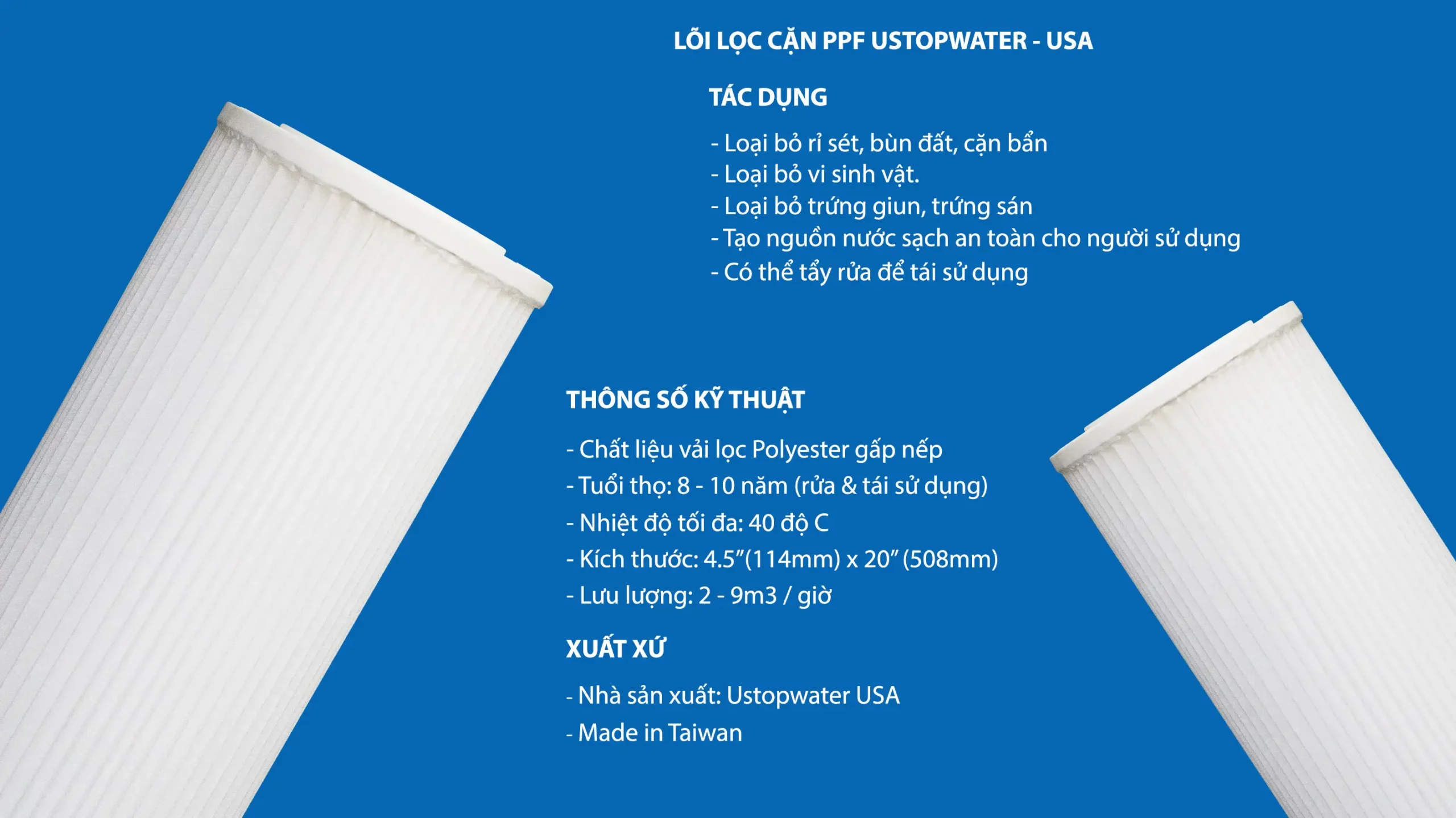 LÕi LỌc TẠp ChẤt Ppf - Ustopwater - Taiwan