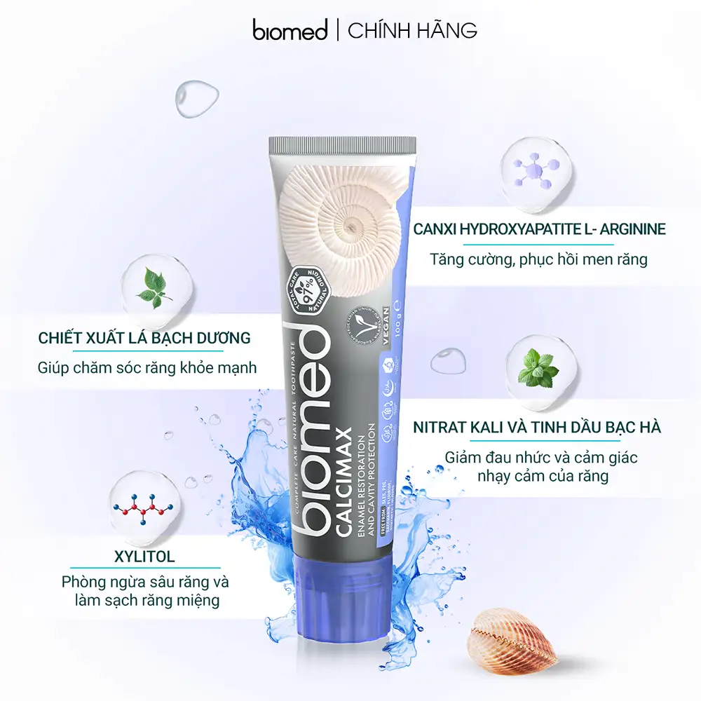 Thành phần Kem đánh răng Biomed Calcimax